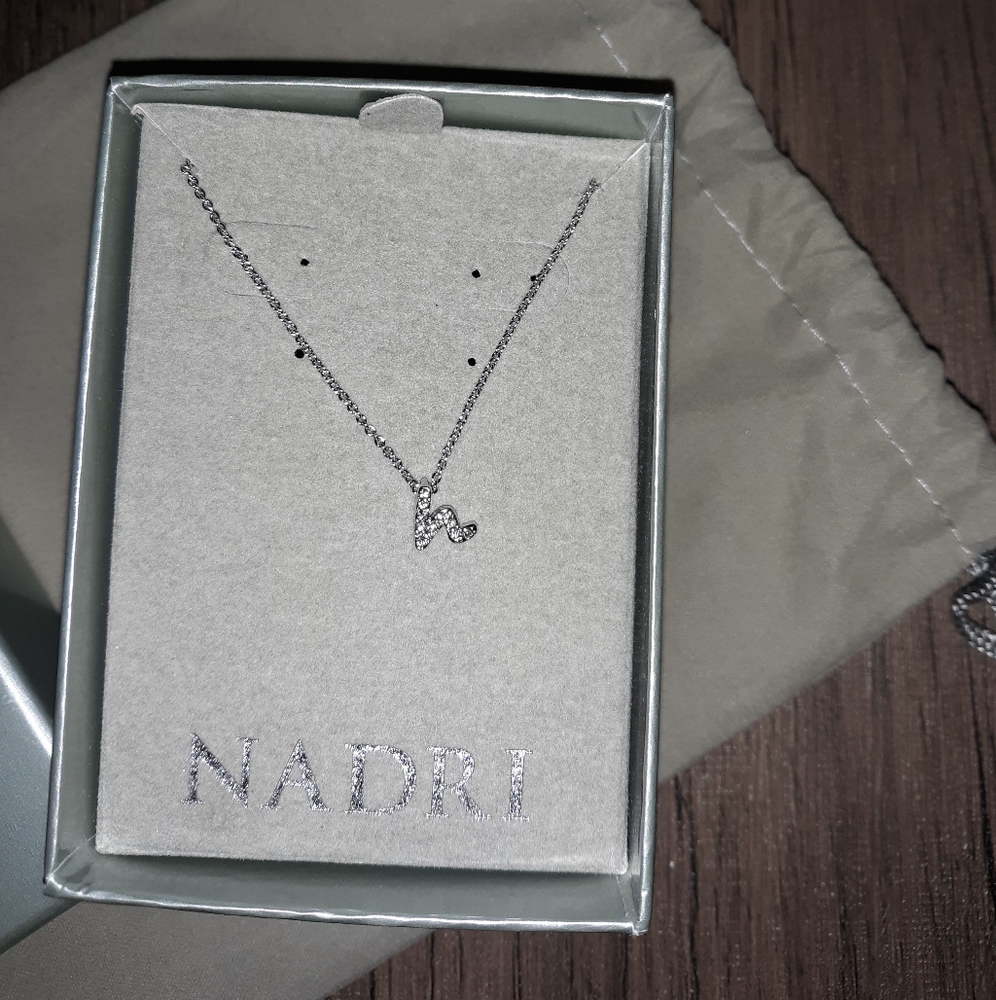 Nadri Silver Letter H Necklace